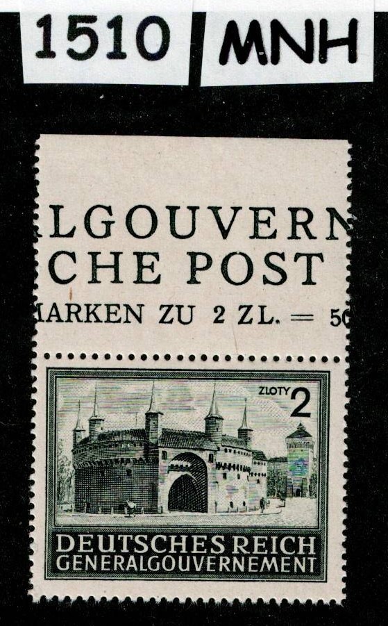 MNH stamp 2 Zloty N100 General Government Occupied Cracow Poland 1944 #1510