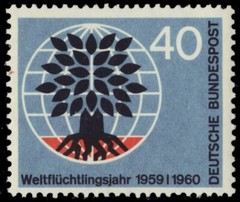 GERMANY 808 – World Refugee Year „Uprooted Oak Emblem“ (pc15982)