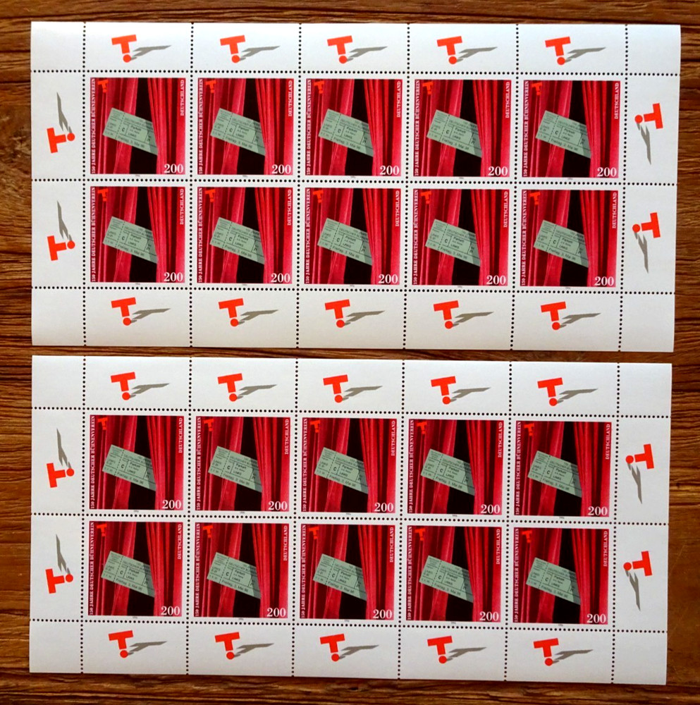 20 x Stamp Set No. 1857, 2 x Small Sheet KB, Unused MNH, 1996 Germany