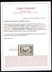 GERMANY OFFICES IN MOROCCO 1911 SCOTT #54, 56, 57 USED MI. #55, 56, 57 CERTIFIED