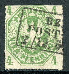 Germany States 1861 Prussia 4pf Green Scott #15 VFU R288