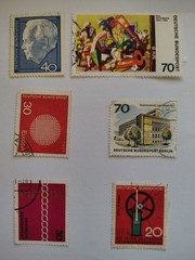 GERMANY DEUTSCHE stamps, mix of 6 stamps between the years 1959-1974.
