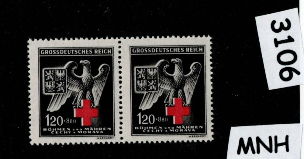 MNH Stamps B21 Red Cross & Eagle 1943 WWII Germany Czech Occupation #3106
