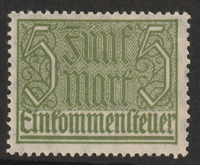 Germany 1920s 5m Tax Revenue MNH / Wmk Quadfoil – S45029