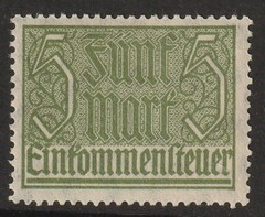 Germany 1920s 5m Tax Revenue MNH / Wmk Quadfoil – S45029