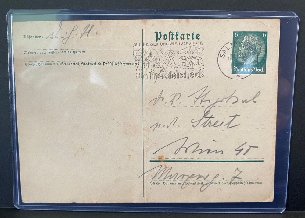 WWII Era Nazi Germany Third Reich Handwritten Postcard – Original Used Histor.