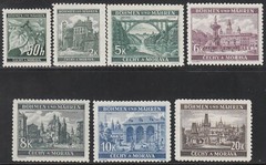Stamp Germany Bohemia Czech Mi 055-61 Sc 26,43-8 1940 WWII Fascism Castle MNH