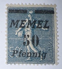 Travelstamps- MEMEL TERRITORY 1922 50 pf , German Reich Overprint 50pf/50c MOGH