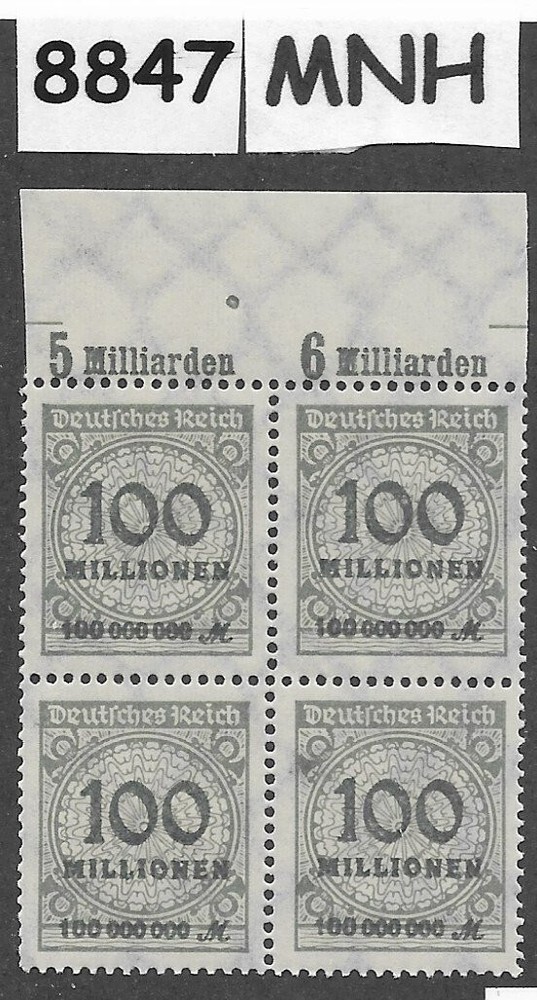 MNH Stamp Block Scott 290 Weimar Republic Germany 1923 #8847