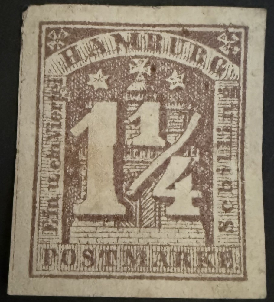German states, Hamburg stamp 1864 SG11 1 1/4s lilac, MLH, 4 margin, SG Cat £250