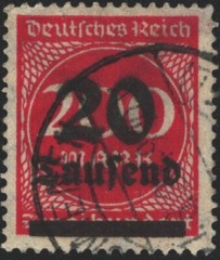 Rare 1923 German Inflation Era 20T on 200m brt rose red Wmk 126 Perf 14 Stamp