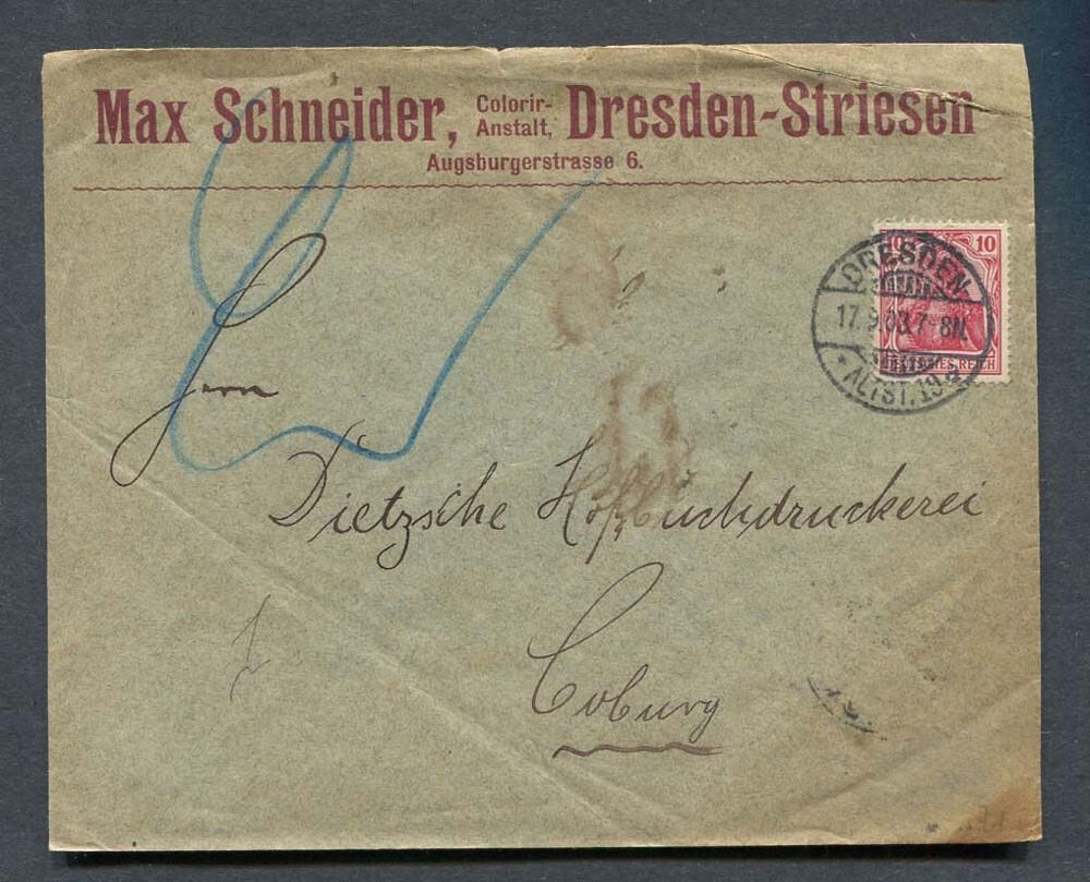 German Reich : Older company cover from 1903 – Dresden – used