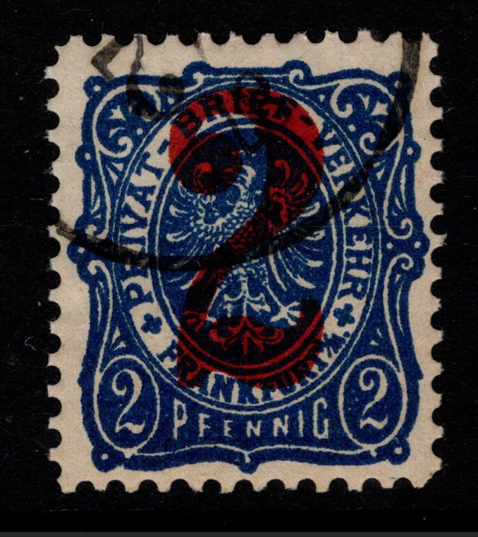 Germany Frankfurt Late 1800s 2p Ovpt Private Post Used (Back w Gum) – S48427