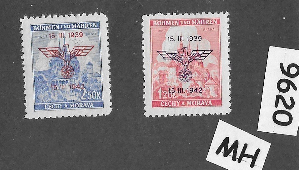 MH set Sc 60-61 Overprint 1939-1942 Anniversary WWII Occupation of BaM #9620