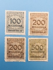Germany / Weimar Deutsches Reich Hyperinflation OVP Surcharged Stamp Lot 1923 MH