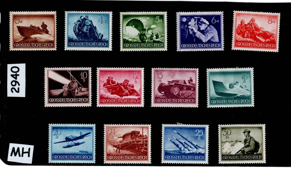 MH stamp set B257-269 1944 Military Hero’s Day Third Reich WWII Germany #2940