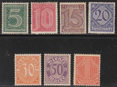 Stamp Germany Official Mi 016-22 Sc OL9-15 1920 Dienst Reich Nr. 21 Set MNH