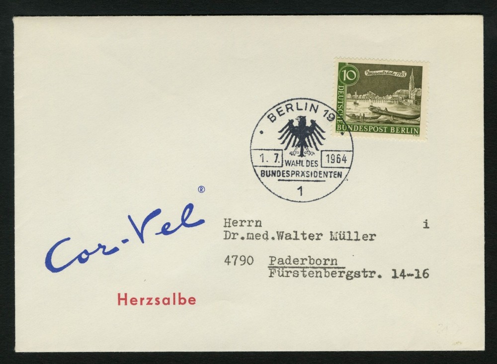 Berlin Event Cover sc 9N197 Waisenbrücke (1783) Cor-Vel 1964
