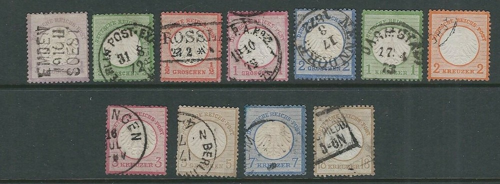 GERMANY 1872 FIRST ISSUE (Scott 1-11) many with small thins USED *read desc*