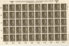 Stamp Germany Poland General Gov’t Mi 077 Sheet WWII 3rd Reich Hitler MNH
