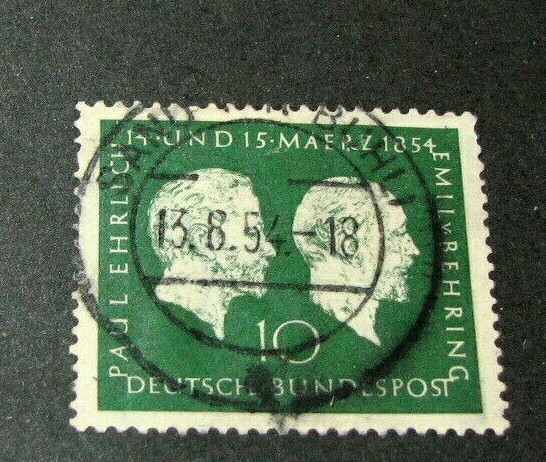 Germany Stamp Scott# 722 Ehrlich and von Behring 1954 Used L460