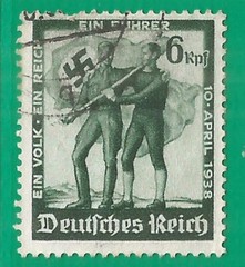 Germany Reich 1938 year, used stamp , Mi # 662 Wz.4 flag