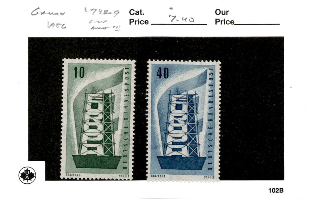 Germany, Postage Stamp, #748-749 Mint NH, 1956 Europa (AB)