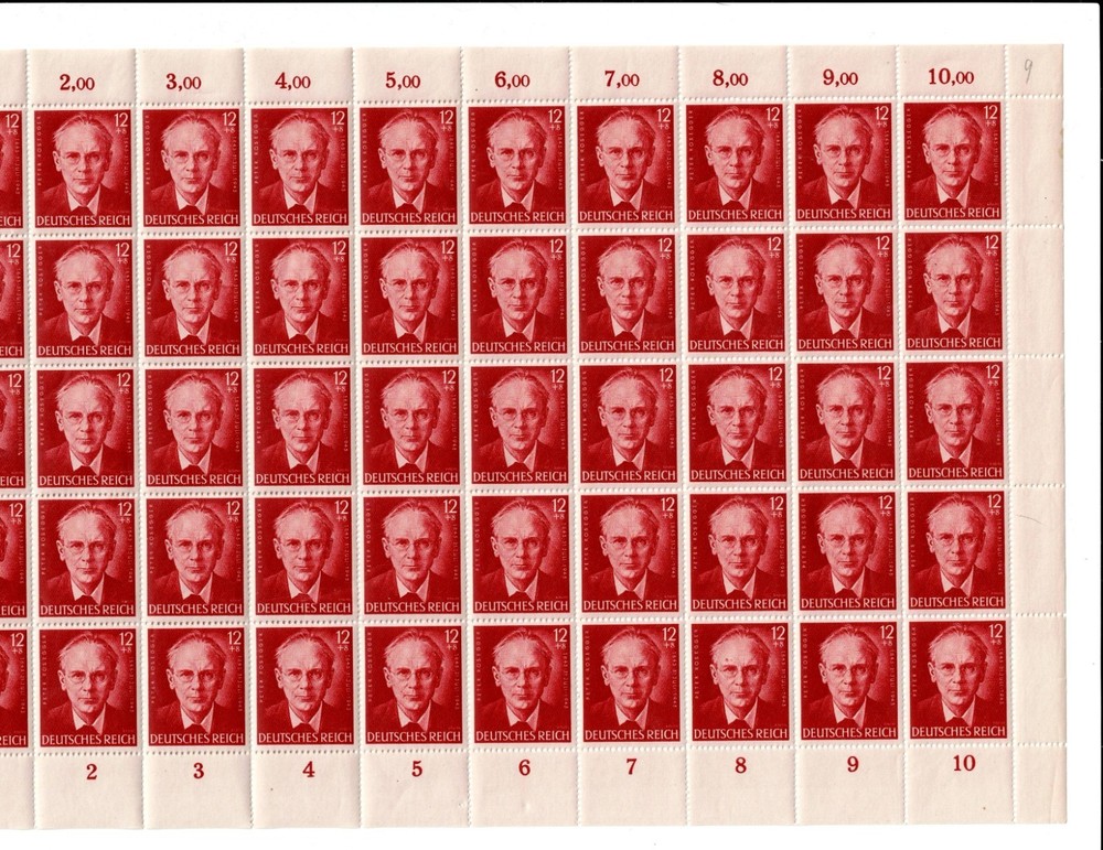 MNH stamp sheet Sc B242 Peter Rosegger Poet 1943 WWII era Germany #2824