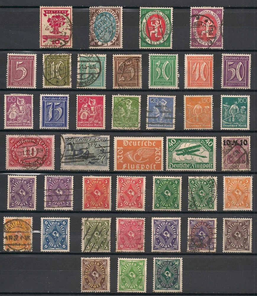 Germany Stamps 1919-1920 Collection Of 69 Stamps Used/Mint Hinged