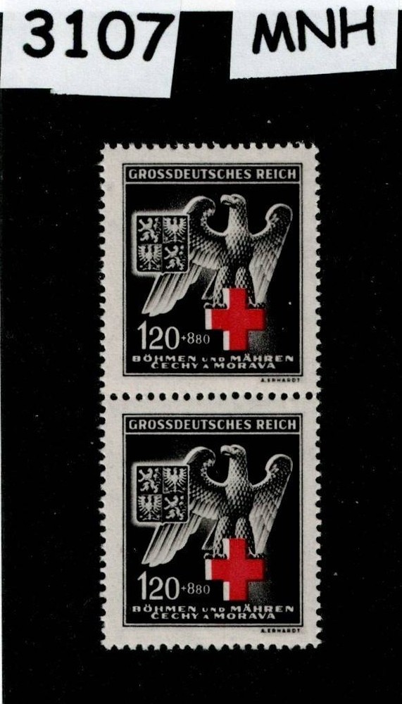 MNH Stamps B21 Red Cross & Eagle 1943 WWII Germany Czech Occupation #3107