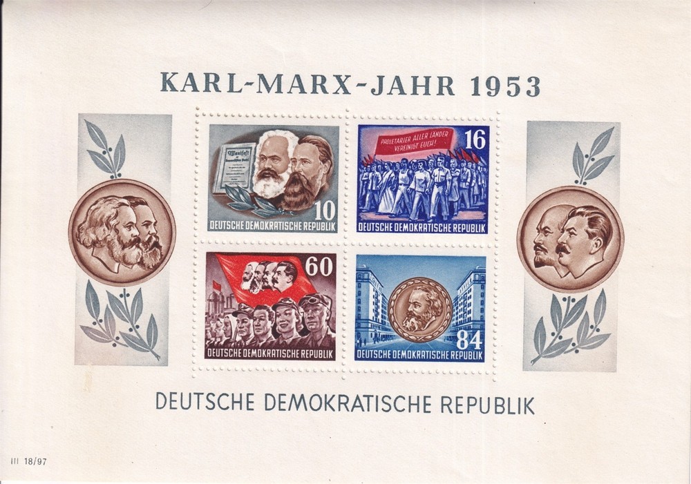 Stamp Germany DDR SC 146A Sheet 1953 Lenin Marx Stalin Communist MNH