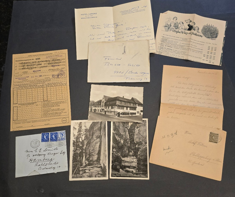 Vintage German lot Postcards Covers document letters 1948-1960’s era