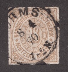 1868 Germany Norddeutscher Sc #11 – Oval 18 Used postage stamp Cv$65
