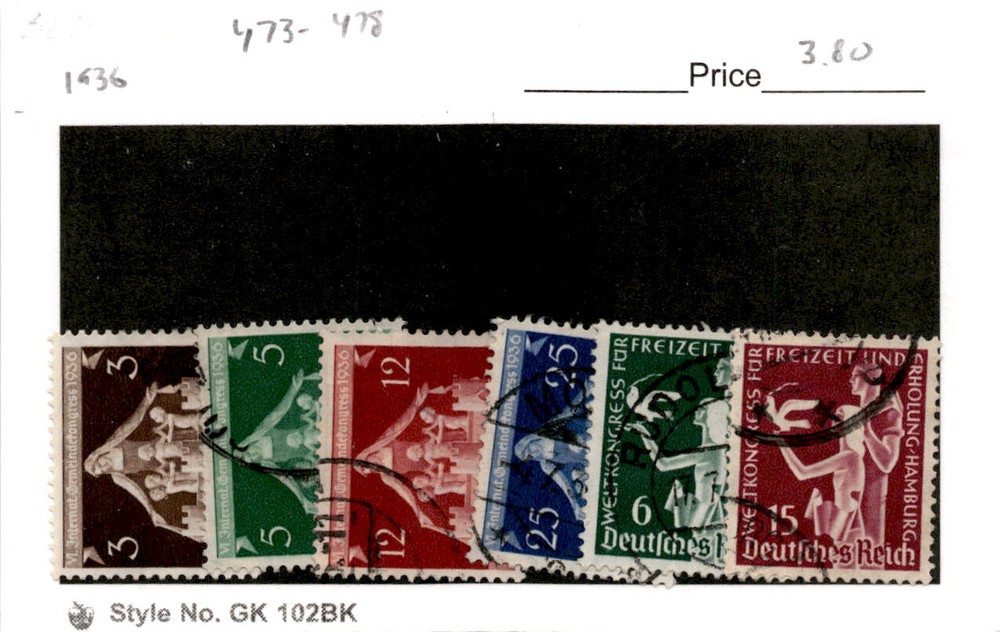 Germany, Postage Stamp, #473-476 Used, 1936 Municipalities (AK)