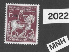 MNH Stamp B290 Issued by Third Reich in January 1945 Oldenburg Germany #2022