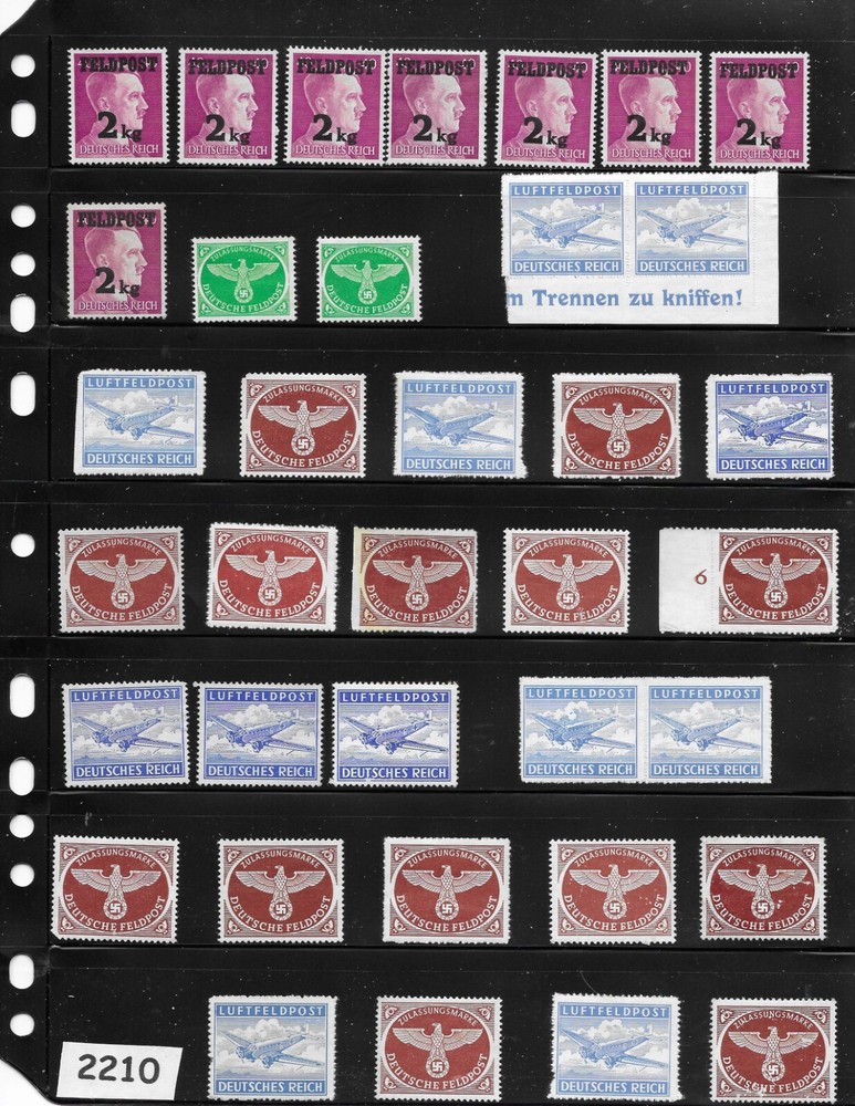 Unused stamps Bulk lot 70 Military Feldpost Luftfeldpost WWII #2210