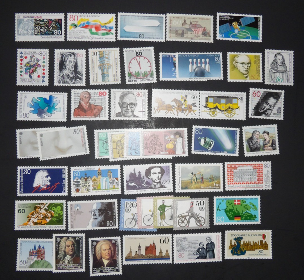 GERMANY 1985-1986 COMMEMORATIVE SEMI-POSTAL STAMP YEAR SET/LOT OF 45 STAMPS MNH