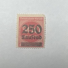 Deutsches Reich German Empire 1923 Overprinted 250 on 500 Mark Carmine Stamp