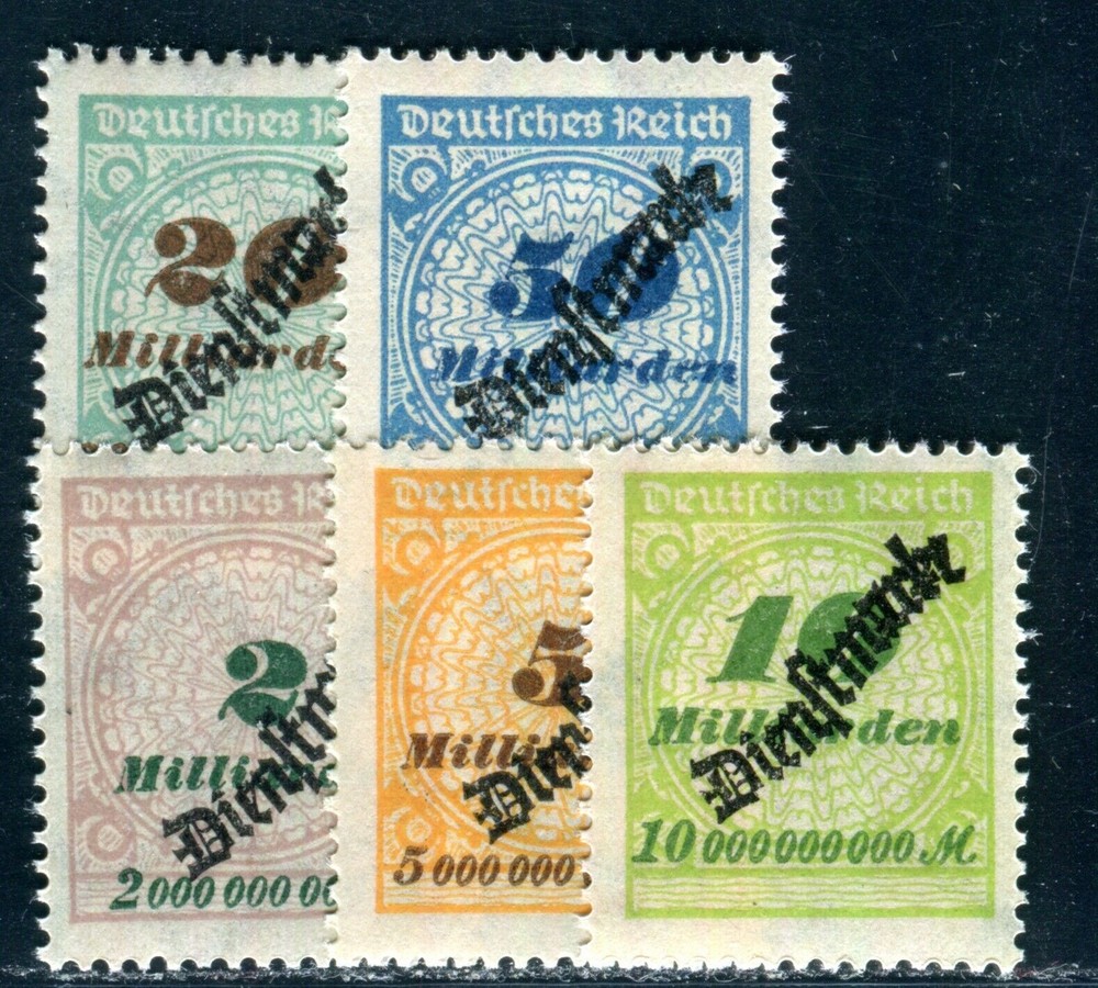 GERMANY OFFICIAL 1923 84-88 ** MNH FLAWLESS MILLIARD OVERPRINTS 43€(F4589