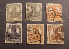 Scott#96-101 , 1916-19, Germania , Complete Used Set of Stamps (6)