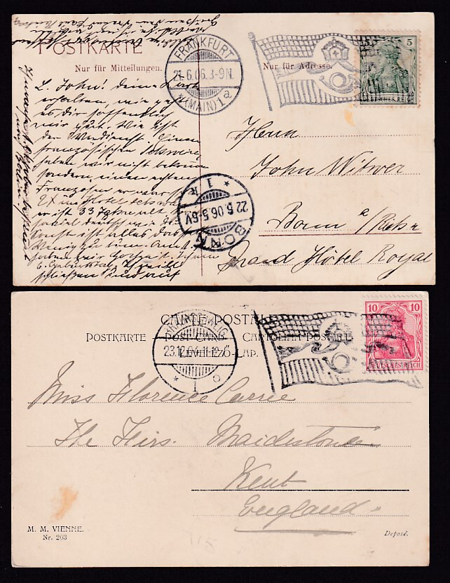 Germany Reichspostdienstflagge (Official Flag) Machine Cancel x2