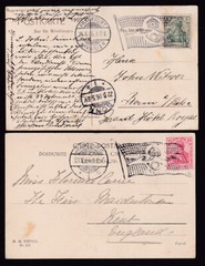 Germany Reichspostdienstflagge (Official Flag) Machine Cancel x2