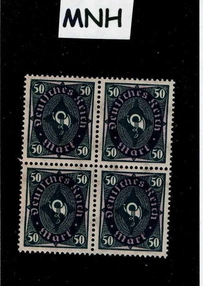 MNH stamp block 50 Mark Scott #184 Post Horn Weimar German Republic 1922-1923