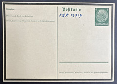 Germany 1934 Postal Card Hindenburg 6pf P225 Black Border