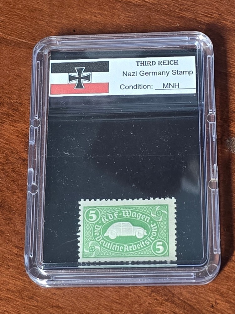 VW VOLKSWAGEN BUG KDF CAR AUTO Third Reich WWII Nazi German Embosse Stamp w Case
