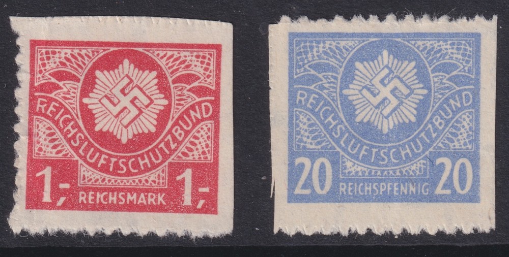 Stamp Germany Revenue WWII Fascism War Reich Party Dues Luftshultzbund Pair MNG