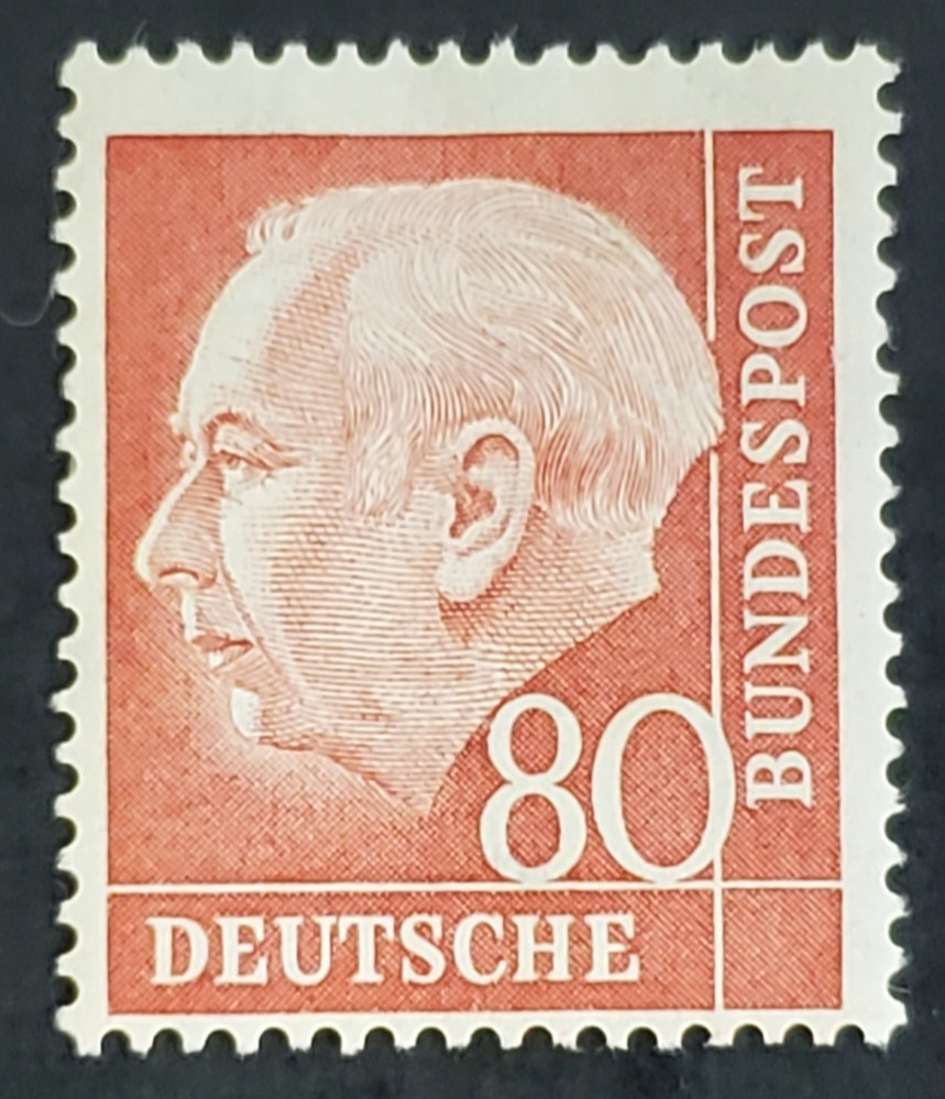 Germany, nice 1957 80pfg Th Heuss mint w/hr