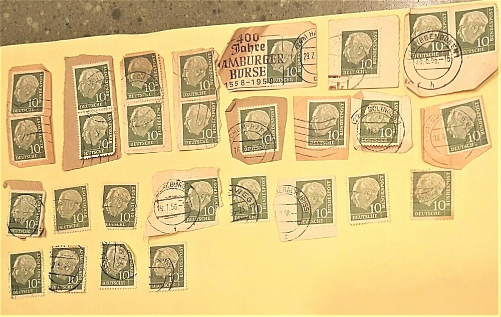 28 GERMANY Vintage STAMP Lot Deutsche Bundespost 10 HEUSS Federal Republic 1954