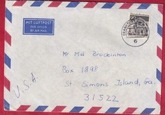 Germany 1969 cover Reni Esders Frankfurt to St Simons Island Georgia