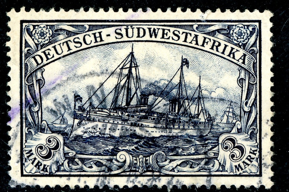 Germany 1901 SWA Southwest Africa 3 Mark Black Yacht Scott #23 VFU Y174